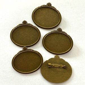 5 30mm x 40mm Brooch Bases for Cameos or Cabochons